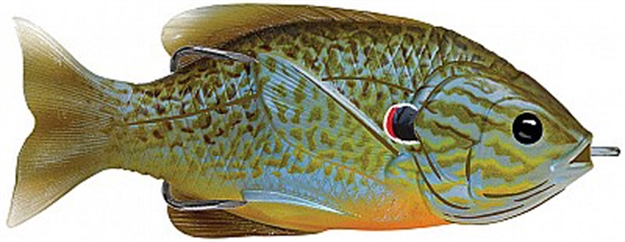 Picture of Livetarget Sunfish Hollow Body Topwater Lure, 3 1/2", 4/0 Hook, 5/8 Oz, Natural/Blue Pumpkinseed, Floating