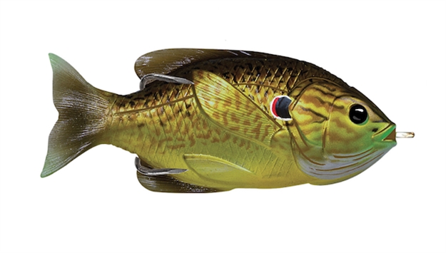 Picture of Livetarget Sunfish Hollow Body Topwater Lure, 3", 3/0 Hook, 7/16 Oz, Bronze Pumpkinseed, Floating