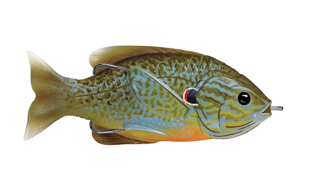 Picture of Livetarget Sunfish Hollow Body Topwater Lure, 3", 3/0 Hook, 7/16 Oz, Natural/Blue Pumpkinseed, Floating