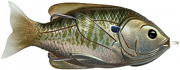 Picture of Livetarget Sunfish Hollow Body Topwater Lure, 3", 3/0 Hook, 7/16 Oz, Olive/Metallic Bluegill, Floating