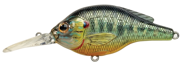 Picture of Livetarget Sunfish Pumpkinseed Shallow Dive Flat-Side Crankbait, 3'-4', 2 1/4", #6 Hooks, 1/4 Oz, Metallic/Gloss, Floating