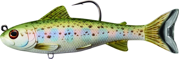 Picture of Livetarget Trout (Parr) Swimbait, 5", 8/0 Hook, 1 1/4 Oz, Silver/Olive, Medium Slow Sinking
