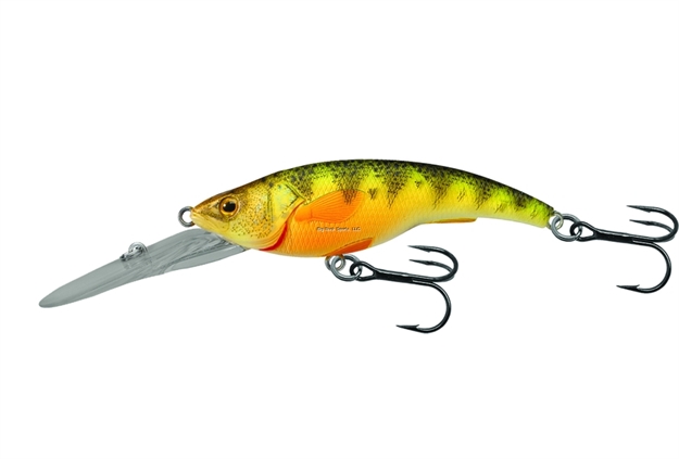 Picture of Livetarget Yellow Perch Deep Dive Banana Bait Trolling Plug, 6'-8', 2 7/8", #6 Hooks, 3/8 Oz, Florescent/Matte, Floating