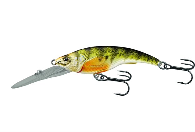 Picture of Livetarget Yellow Perch Deep Dive Banana Bait Trolling Plug, 8'-10', 3 5/8", #4 Hooks, 9/16 Oz, Natural/Matte, Floating