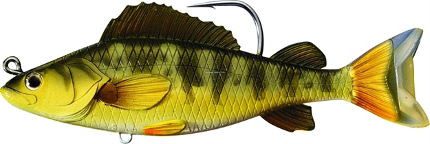 Picture of Livetarget Yellow Perch Swimbait, 5 1/2", 9/0 Hook, 1 1/4 Oz, Gold/Olive, Medium Slow Sinking
