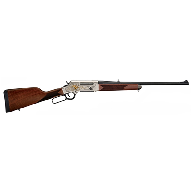 Picture of  Henry H014wl243 Long Ranger Wildlife Full Size 243 Win 4+1 20" Blued Steel Barrel, Engraved Nickel-Plated W/24K Gold Inlay Steel Receiver, American Walnut Stock Right Hand 619835300140
