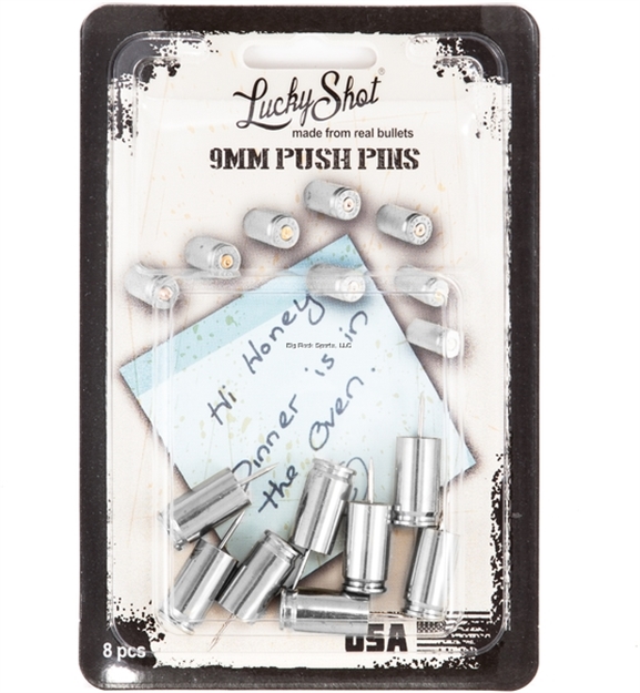Picture of Lucky Shot 9Mm Nickel Push Pins - 8 Per Pack
