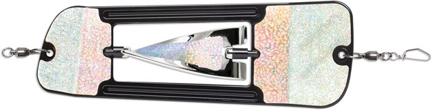 Picture of Luhr Jensen Coyote Cyclone Flasher, 11", Rotating Blade, Ball Bearing Swivels/Welded Rings, Black Crack Glow Moon Jelly