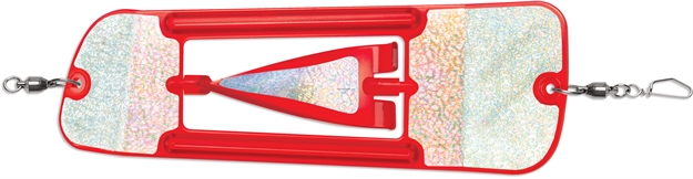 Picture of Luhr Jensen Coyote Cyclone Flasher, 11", Rotating Blade, Ball Bearing Swivels/Welded Rings, Red Crack Glow Moon Jelly