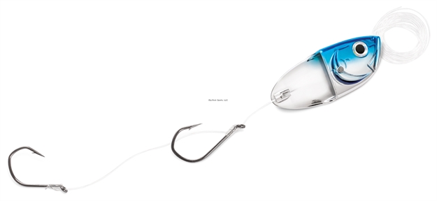 Picture of Luhr Jensen Cut Bait Head With Rigging, 48" 40 Lb. Sufix Fluorcarbon Leader, 2 Snelled Vmc 4/0 Hooks, Chrome Blue