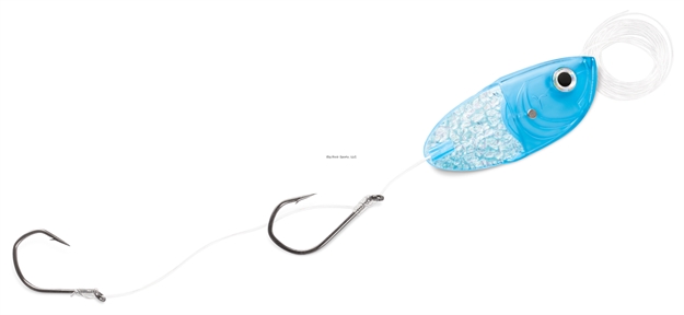 Picture of Luhr Jensen Cut Bait Head With Rigging, 48" 40 Lb. Sufix Fluorcarbon Leader, 2 Snelled Vmc 4/0 Hooks, Fish Candy UV Blue