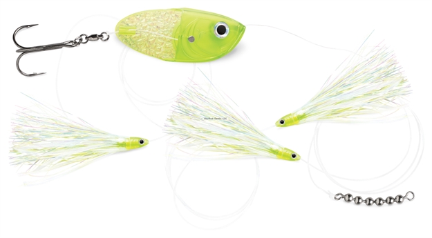 Picture of Luhr Jensen Flash Fly Twinkie Rig, 72" Sufix 40 Lb. Fluorocarbon Leader, Vmc Treble Hook, Fish Candy UV Chartreuse