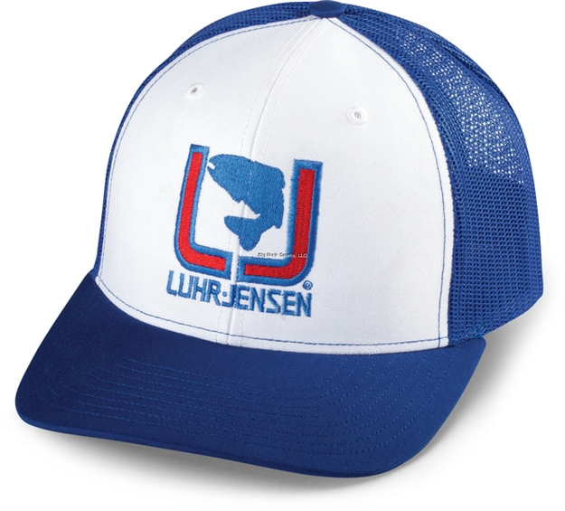 Picture of Luhr Jensen Trucker Cap White Front, Blue Bill And Mesh Back, Center Logo, Snapback