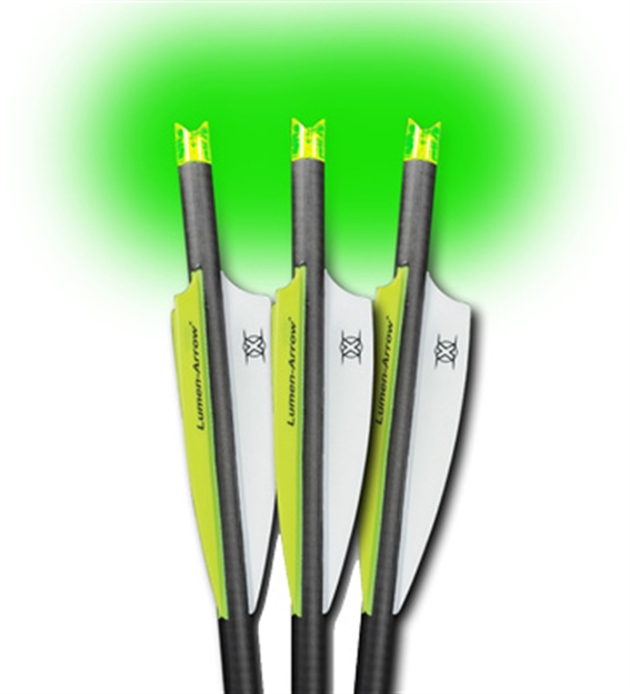 Picture of Lumenok Xbow Arrow 20" Carbon Grn Lighted Crescent Nock 3Pk BECC3G