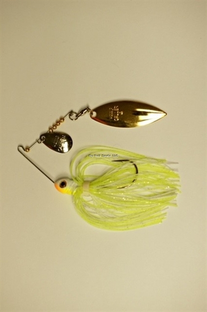 Picture of Lunker Lure Gen II Hawg Caller Chart White  Silver - Gold Blades Indiana / Willow Leaf