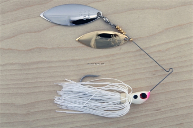 Picture of Lunker Lure Proven Winner Double Blade Spinnerbait, 1/2 Oz, White Head/White Silver Flake Skirt, Willow