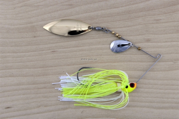 Picture of Lunker Lure Proven Winner Double Blade Spinnerbait, 1/4 Oz, Chartreuse White Head/Chartreuse White Skirt, Indiana/Willow