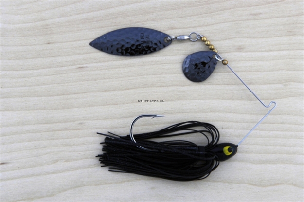 Picture of Lunker Lure Proven Winner Double Blade Spinnerbait, 3/8 Oz, Black Head/Black Metal Skirt, Colorado/Willow