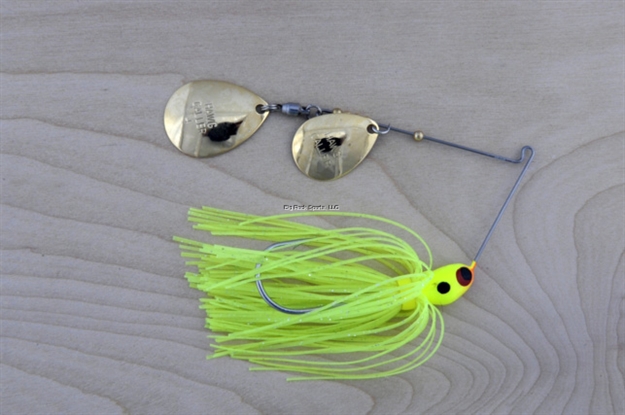 Picture of Lunker Lure Proven Winner Double Blade Spinnerbait, 3/8 Oz, Chartreuse Head/Chartreuse/Silver Flake Skirt, Colorado