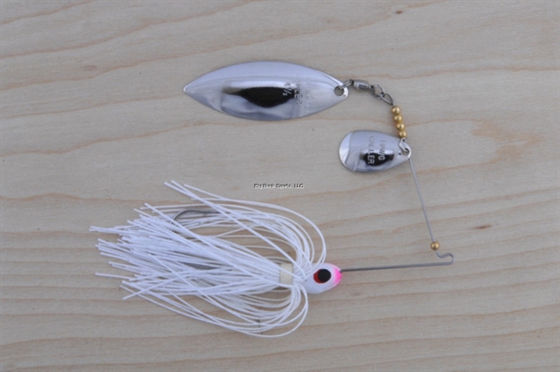 Picture of Lunker Lure Proven Winner Double Blade Spinnerbait, 3/8 Oz, White Head/White Silver Flake Skirt, Indiana/Willow