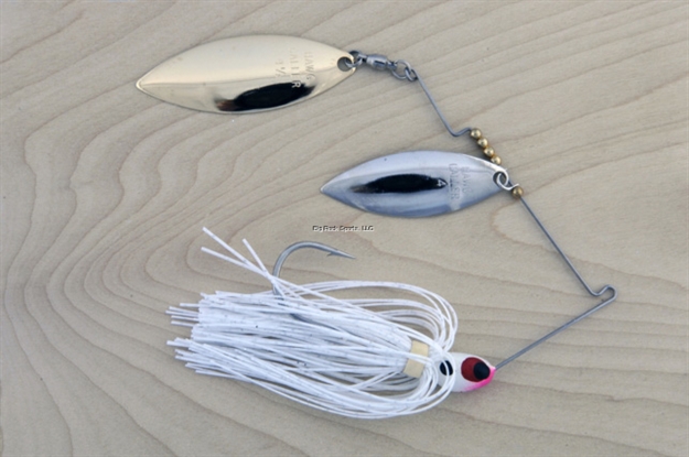 Picture of Lunker Lure Proven Winner Double Blade Spinnerbait, 3/8 Oz, White Head/White Silver Flake Skirt, Willow