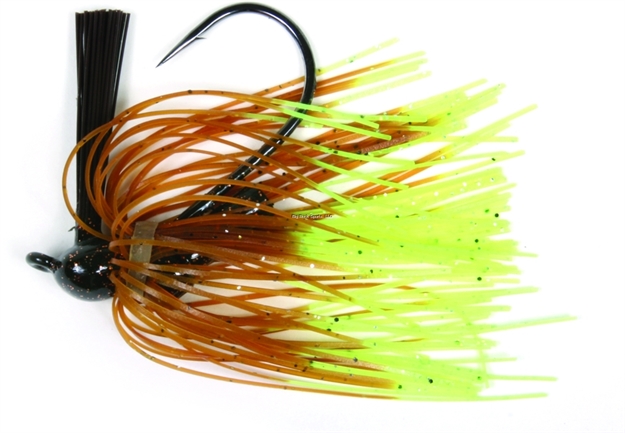 Picture of Lunker Lure Rattle Flip Jig, 3/8 Oz, Pumpkin/Chartreusetip