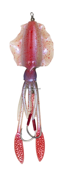 Picture of Lunkerhunt 5.25" Mantle Pre-Rigged Squid -3/0 Anodized Circle Hooks, 1.5Oz,  Blood Fin