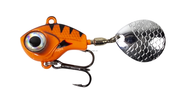 Picture of Lunkerhunt Big Eye Tail Spin Jig - Fluorescent Orange Glow - 2.2", 3/8Oz