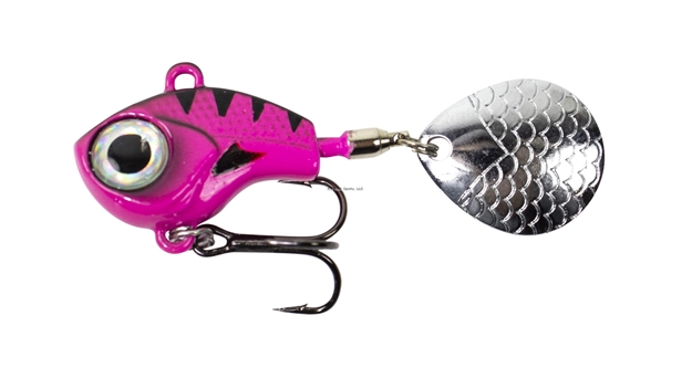 Picture of Lunkerhunt Big Eye Tail Spin Jig - Fluorescent Pink Glow - 2.2", 3/8Oz