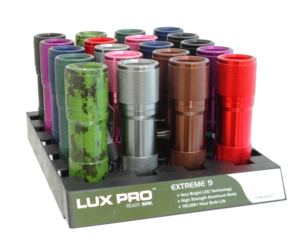 Picture of Luxpro Extreme 9 Led 40Lumen Flashlight, Asstd Colors 20Pc Tray