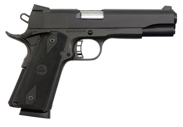 Picture of  Rock Island 51431 Rock Standard FS 45 Acp Caliber With 5" Barrel, 8+1 Capacity, Overall Black Parkerized Finish Steel, Beavertail Frame, Serrated Slide & Black Rubber Grip