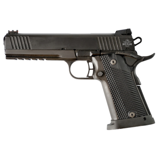 Picture of  Rock Island 51679 Tac Ultra Fshc 9Mm Luger Caliber With 5" Barrel, 17+1 Capacity, Overall Black Parkerized Finish Steel, Picatinny Rail/Beavertail Frame, Serrated Slide & Black G10 Grip