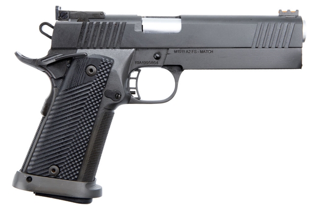 Picture of  Rock Island 51738 Pro Ultra Match HC 40 S&W 16+1 5" Stainless Barrel, Black Parkerized Steel Serrated Slide, Black Parkerized Steel Frame W/Beavertail, Black G10 Grip, Right Hand