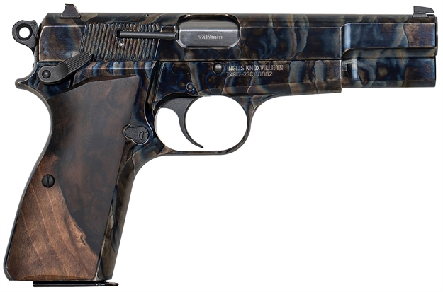 Picture of Inglis 12000010 Gp-35  Full Size Frame 9Mm Luger 15+1 4.70" Hard Chrome Plated Stainless Steel Barrel, Color Case Hardened Carbon Steel Serrated Slide, Color Case Hardened Steel Frame, Walnut Grip INGLISGP35