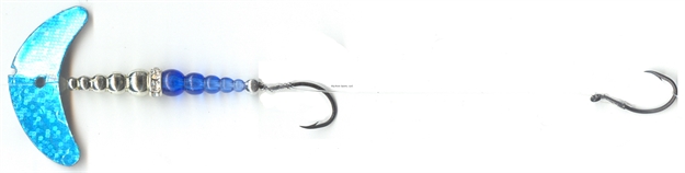 Picture of Mack's Lure Double Whammy Walleye Spinner Rig, Blue Silver Tiger Smile Blade/Chrome/Blue Bead