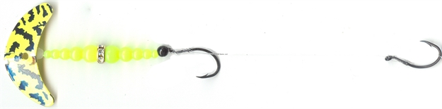 Picture of Mack's Lure Double Whammy Walleye Spinner Rig, Chartreuse Black Tiger Smile Blade/Yellow Chartreuse Bead