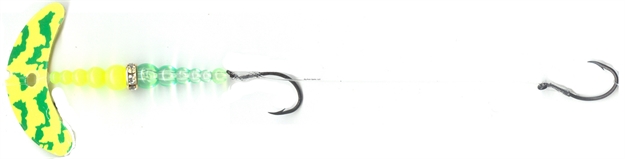 Picture of Mack's Lure Double Whammy Walleye Spinner Rig, Chartreuse Green Tiger Smile Blade/Yellow Chartreuse/Flo Green Bead