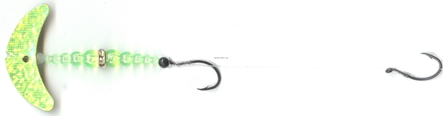 Picture of Mack's Lure Double Whammy Walleye Spinner Rig, Chartreuse Sparkle Smile Blade/Flo Chartreuse Bead