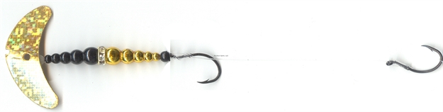 Picture of Mack's Lure Double Whammy Walleye Spinner Rig, Gold Black Scale Smile Blade/Black & Gold Bead