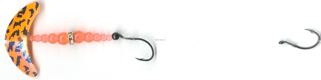 Picture of Mack's Lure Double Whammy Walleye Spinner Rig, Orange Black Tiger Smile Blade/Flo Fire Orange Bead