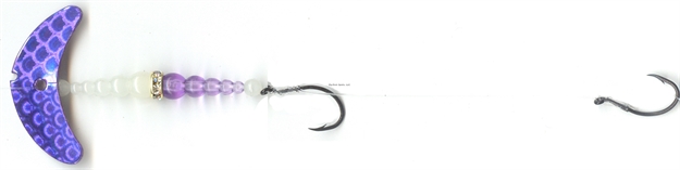 Picture of Mack's Lure Double Whammy Walleye Spinner Rig, Purple Scale Smile Blade/Glo White/Flo Purple Bead