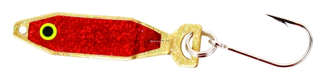 Picture of Mack's Lure Hum Dinger Casting/Trolling Spoon, 1/8 Oz, Siwash Hook, Brass/Red Shad
