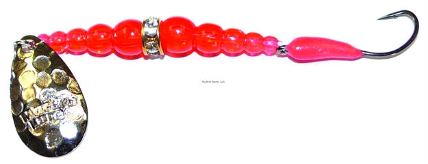 Picture of Mack's Lure Kokanee Killer, #6 Single Hook, 48" Leader, Hammered Nickel Blade/Flo Orange Bead/Hot Cerise Glo Hook