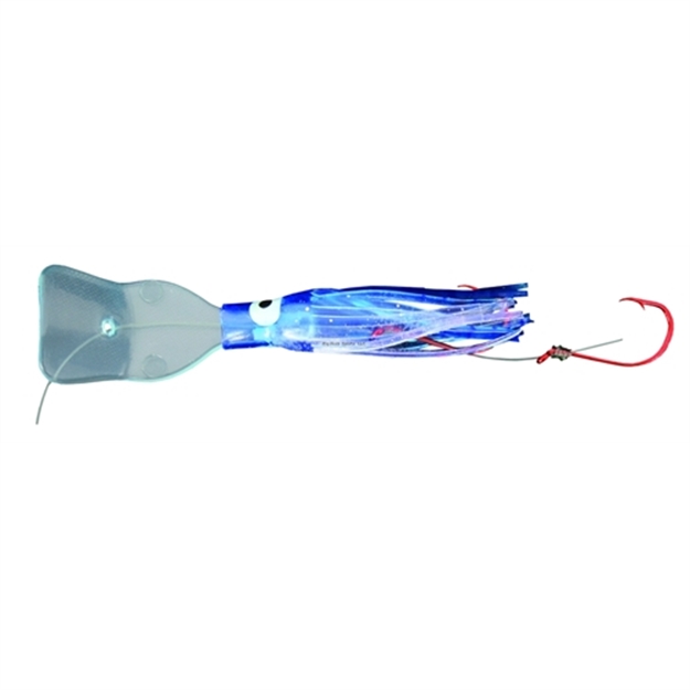 Picture of Macks Lure Pee Wee Pre-Tied Wiggle Hoochie With Action Bill, 1 1/2", UV Blue