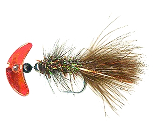Picture of Mack's Lure Smile Blade Fly, #2 Hook, Flame Mirror Smile Blade/Brown & Bronze Body