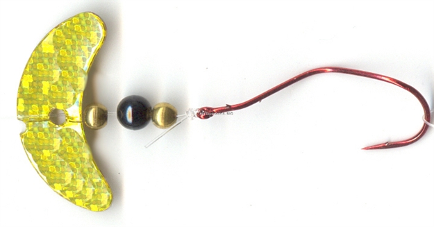 Picture of Mack's Lure Smile Blade Slow Death Rig, #2 Hook, Amber Sparkle Smile Blade/Gold Bead/Black Center Bead