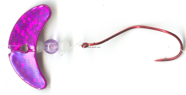 Picture of Mack's Lure Smile Blade Slow Death Rig, #2 Hook, Dark Cerise Sparkle Smile Blade/Glo White Bead/Flo Purple Center Bead