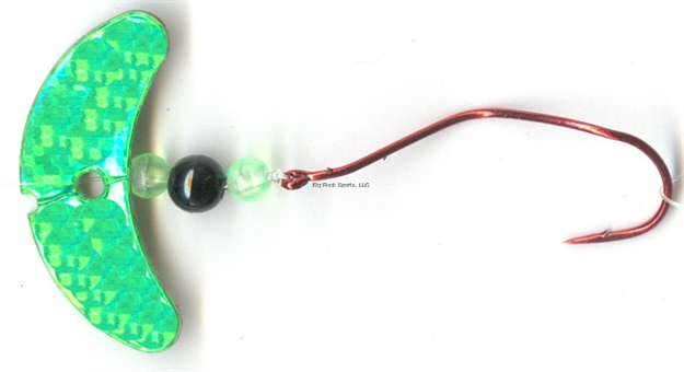 Picture of Mack's Lure Smile Blade Slow Death Rig, #2 Hook, Green Sparkle Smile Blade/Flo Chartreuse Bead/Black Center Bead