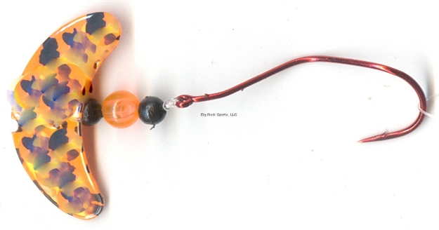 Picture of Mack's Lure Smile Blade Slow Death Rig, #2 Hook, Orange Black Tiger Smile Blade/Black Bead/Flo Fire Orange Center Bead