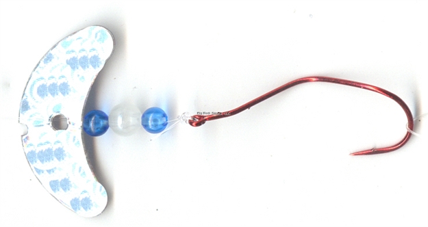 Picture of Mack's Lure Smile Blade Slow Death Rig, #2 Hook, Silver Scale Smile Blade/Flo Blue Bead/Glo White Center Bead